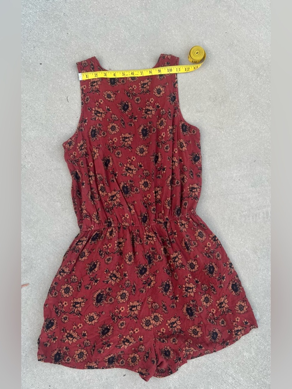 Mossimo Boho Rust Sunflower Floral Print Romper Medium Pockets Whimsy Fairycore - Picture 10 of 15